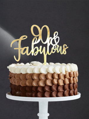 Acrylic Gold Mirror 90 & Fabulous Cake Topper