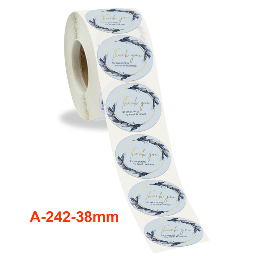 3.8cm Round Floral Wreath Thank You For Supporting My Small Business Sticker 50 Pack - A242-38
