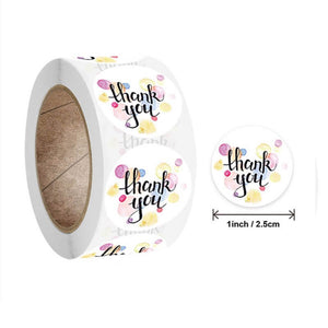 2.5cm Round Colouful Bubble Thank You Sticker 50 Pack - A178