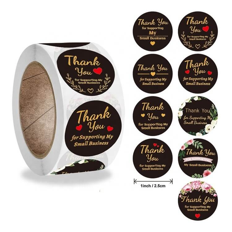30 ' Thank You For Your Order ' Stickers Gold Black Cool Envelope 1 Inch  Round 