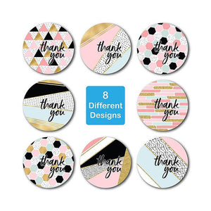 2.5cm Round Modern Abstract Pattern Thank You Sticker 50 Pack - A31