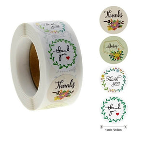 2.5cm Round Floral Thank You Sticker 5 Design 50 Pack - A35