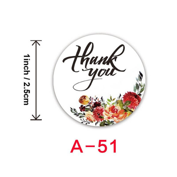 2.5cm Round White Floral Thank You Business Stickers