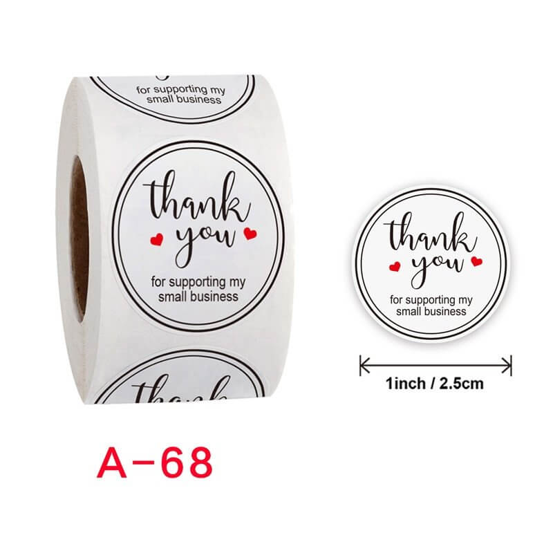 2.5cm Round Thank You For Supporting My Business Sticker 50 Pack - A68