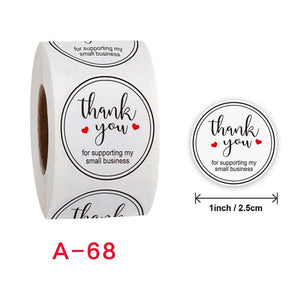 2.5cm Round Thank You For Supporting My Business Sticker 50 Pack - A68