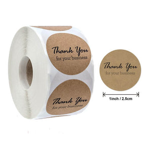 2.5cm Round Kraft Paper Thank You For Your Business Sticker 50 Pack - B04