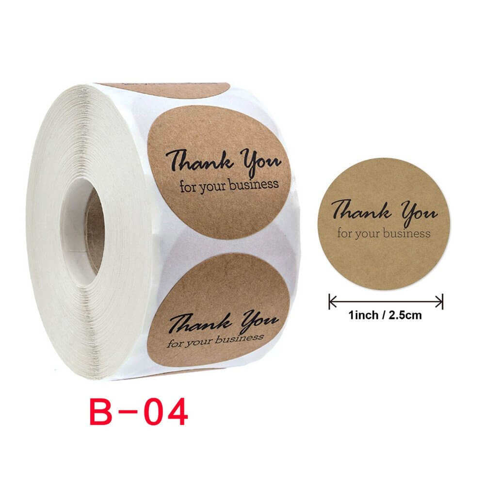 2.5cm Round Kraft Paper Thank You For Your Business Sticker 50 Pack - B04
