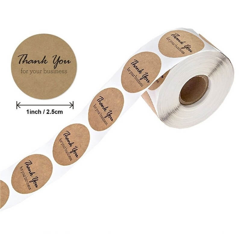 2.5cm Round Kraft Paper Thank You For Your Business Sticker 50 Pack - B04
