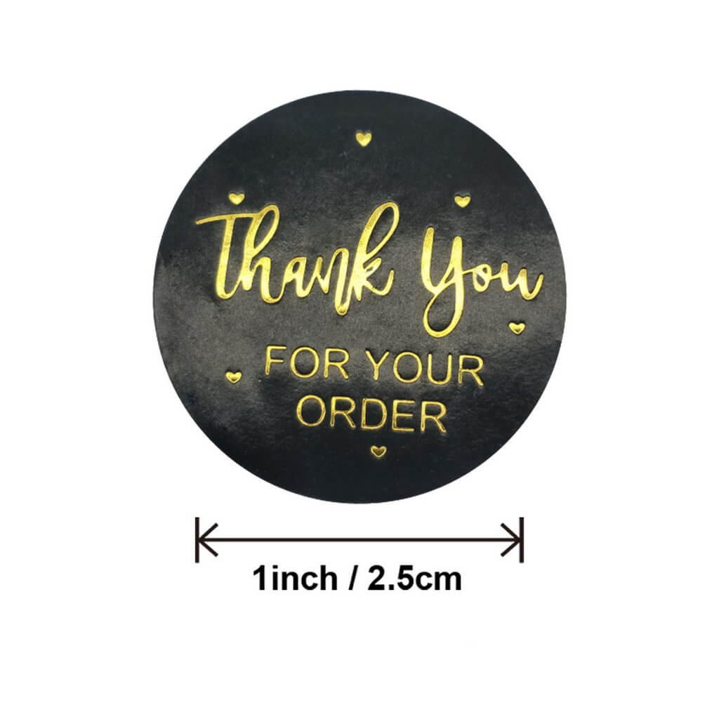 2.5cm Round Black Thank You For Your Order Sticker 50 Pack - C11