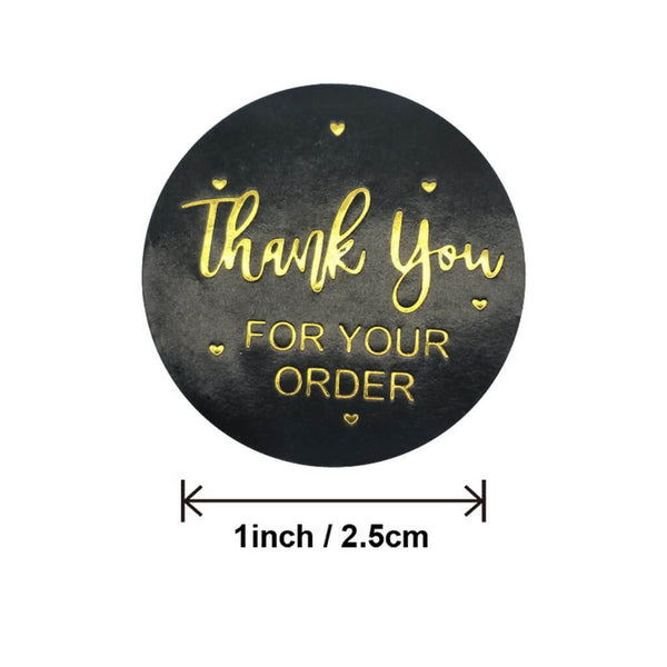 2.5cm Black Thank You For Your Order Stickers