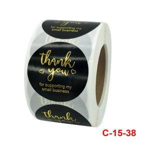 3.8cm Round Black Thank You For Supporting My Small Business Sticker 50 Pack - C15-25