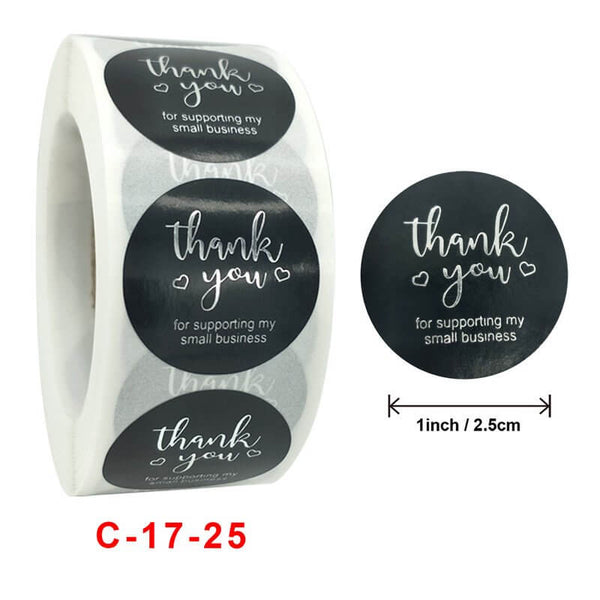 2.5cm Round Black Thank You For Supporting My Small Business Stickers ...