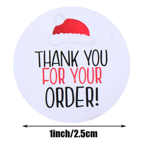 Round Christmas Hat Thank You For Your Order Stickers