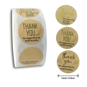 2.5cm Round Kraft Paper Thank You For Supporting My Small Business Gold Print Sticker 50 Pack - D03