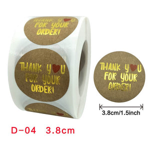 3.8cm Round Kraft Paper Thank You For Your Order Gold Print Sticker 50 Pack - D04