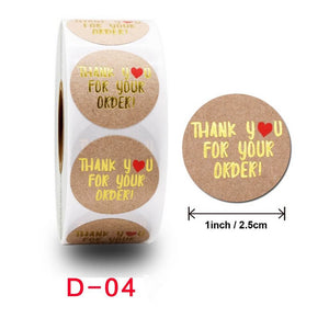 2.5cm Round Kraft Paper Thank You For Your Order Gold Print Sticker 50 Pack - D04