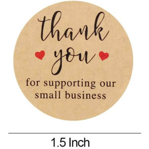 2.5cm Round Kraft Paper Thank You For Supporting Our Small Business Sticker 50 Pack - D12