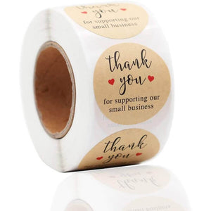 2.5cm Round Kraft Paper Thank You For Supporting Our Small Business Sticker 50 Pack - D12