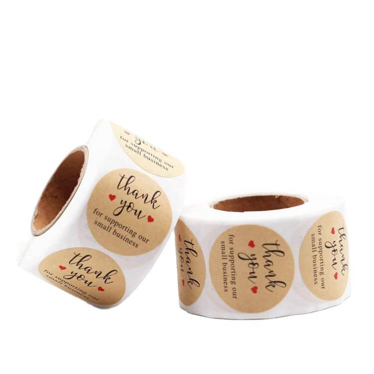 round kraft paper label sticker thank you handmade heart stickers for