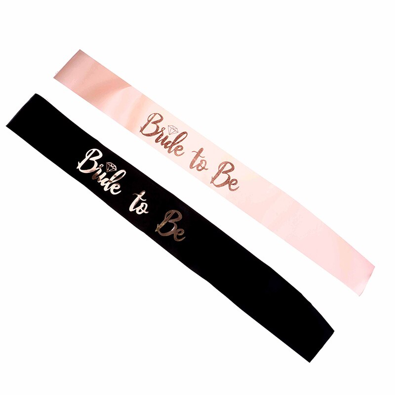 Black 'Bride To Be' Bachelorette Hen Party Satin Sash - Rose Gold Foil Print