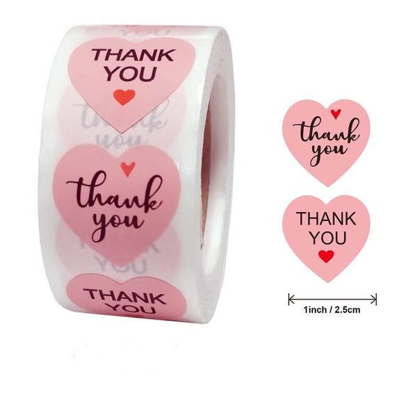 Dropship 500 Pcs Heart Shape Pink Thank You Stickers Business Labels  Wedding Gift Stickers Boutiques Packaging Stickers, 1 Roll to Sell Online  at a Lower Price