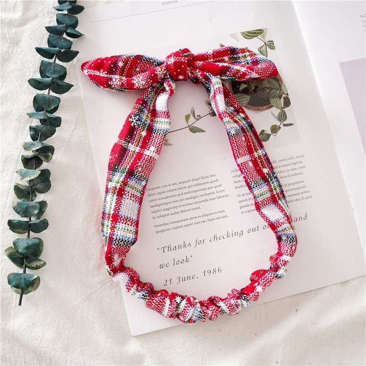 Top Knot Plaid Christmas Headband for Adults - Holiday Hair Accessories, Hair Ties, and Elastics