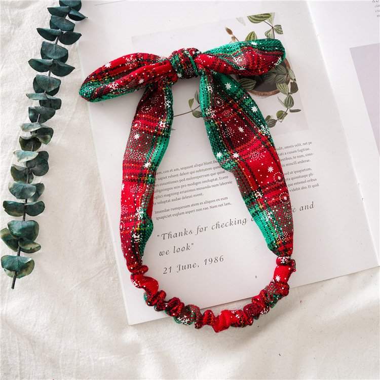 Top Knot Plaid Christmas Headband for Adults - Holiday Hair Accessories, Hair Ties, and Elastics