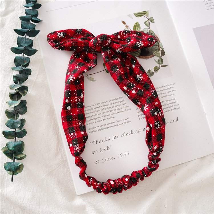 Top Knot Plaid Christmas Headband for Adults - Holiday Hair Accessories, Hair Ties, and Elastics