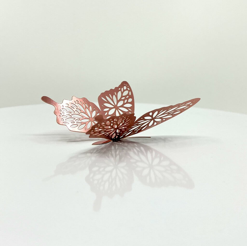 3D Removable Paper Butterfly Wall Sticker 3 Size 12 Pack - Metallic Rose Gold - HB001-RG
