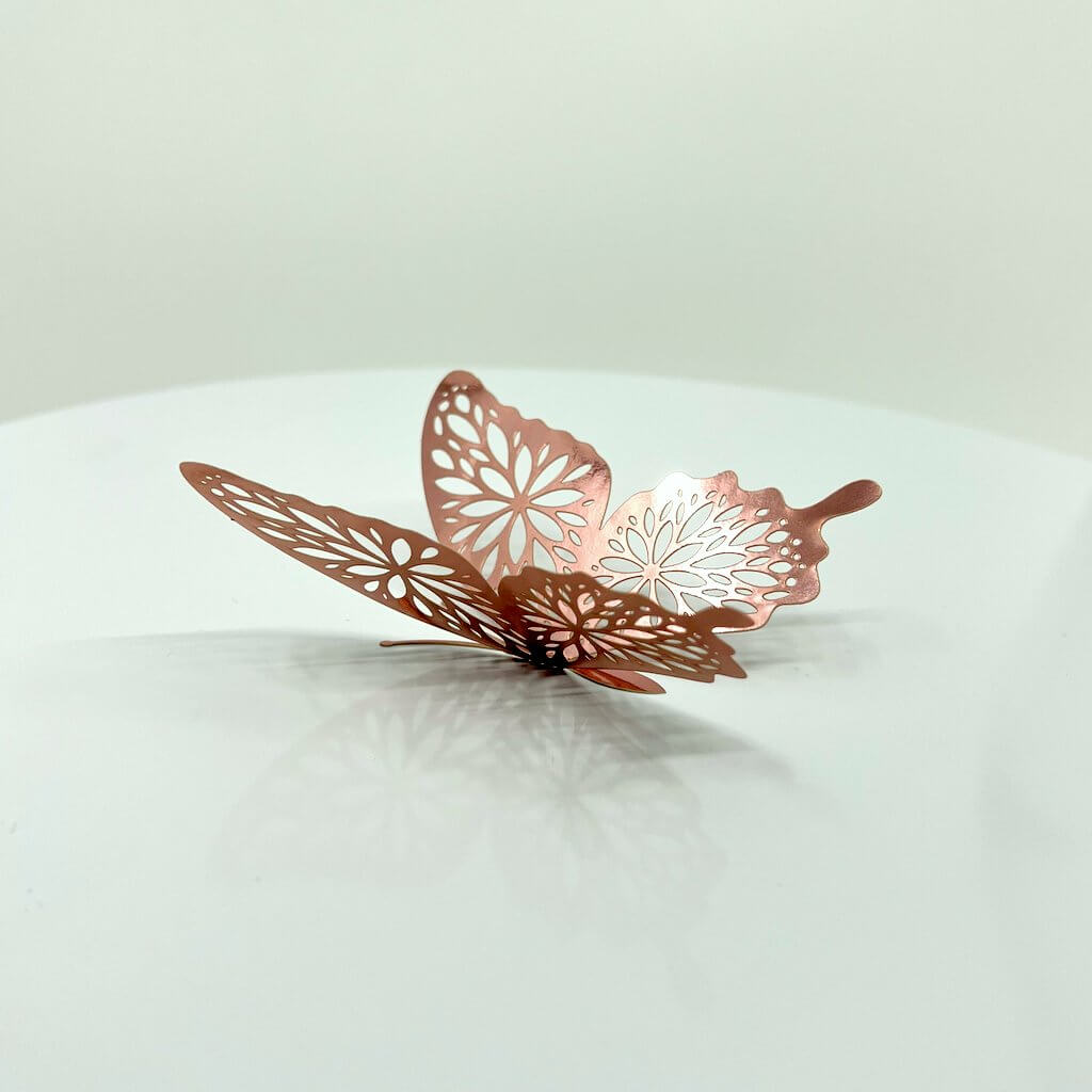 3D Removable Paper Butterfly Wall Sticker 3 Size 12 Pack - Metallic Rose Gold - HB001-RG