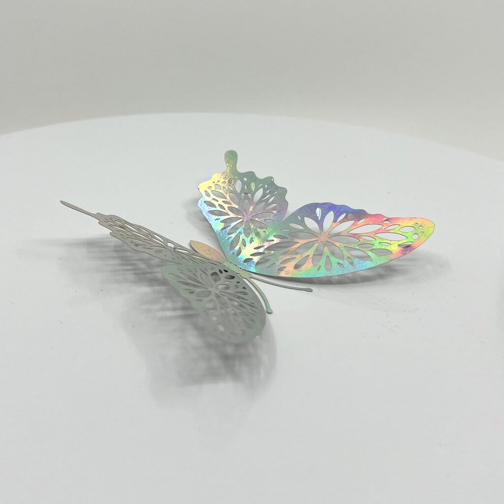 3D Removable Paper Butterfly Wall Sticker 3 Size 12 Pack - Metallic Silver- HB001.S