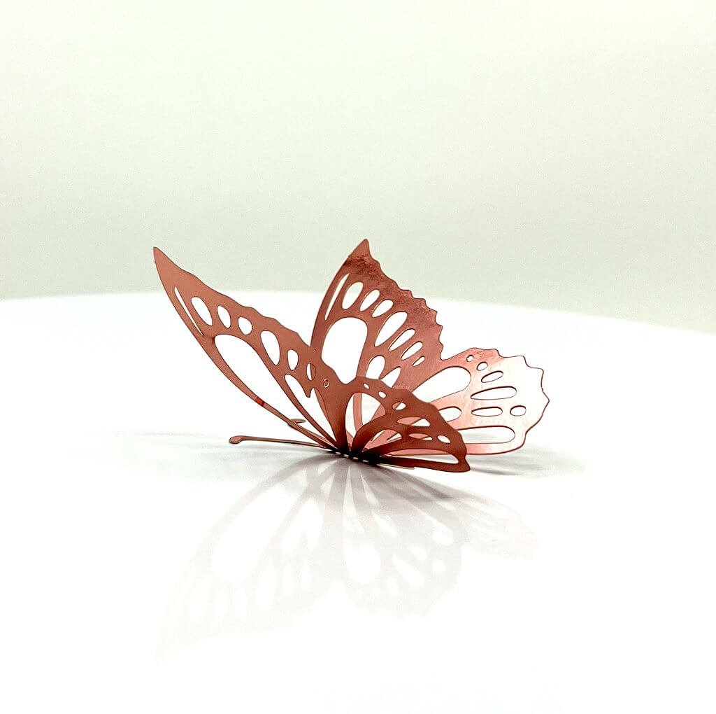 3D Removable Paper Butterfly Wall Sticker 3 Size 12 Pack - Metallic Rose Gold - HB002-RG