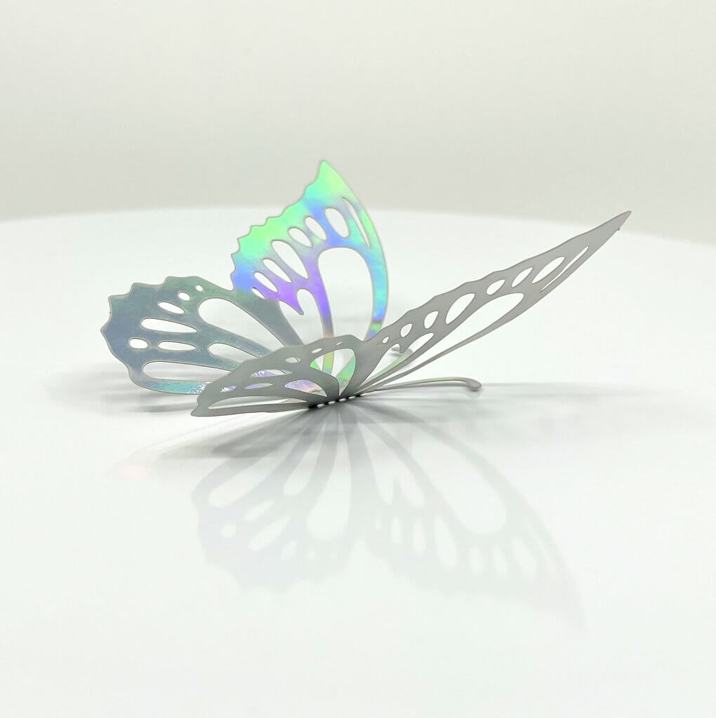 3D Removable Paper Butterfly Wall Sticker 3 Size 12 Pack - Metallic Silver - HB002-S