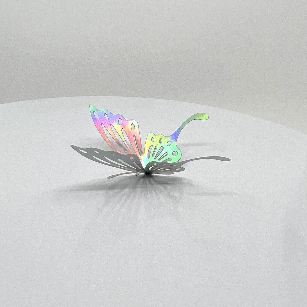 3D Removable Paper Butterfly Wall Sticker 3 Size 12 Pack - Metallic Silver - HB003.S