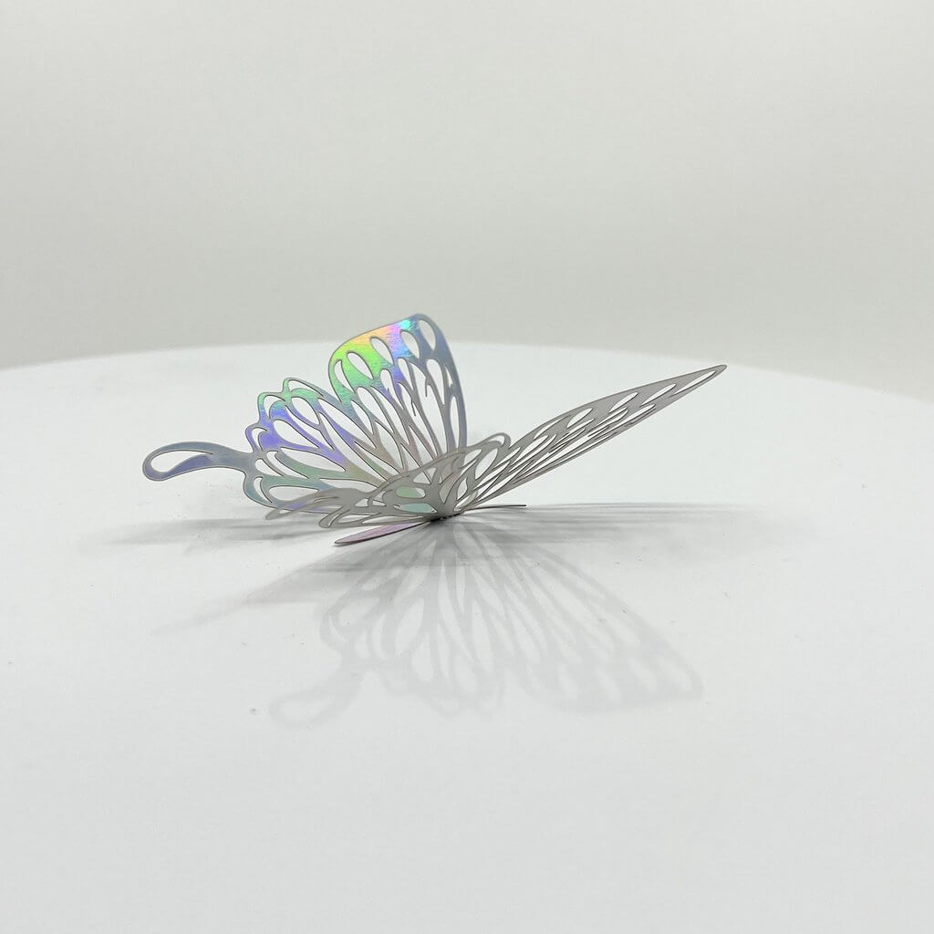 3D Removable Paper Butterfly Wall Sticker 3 Size 12 Pack - Metallic Silver - HB005.S