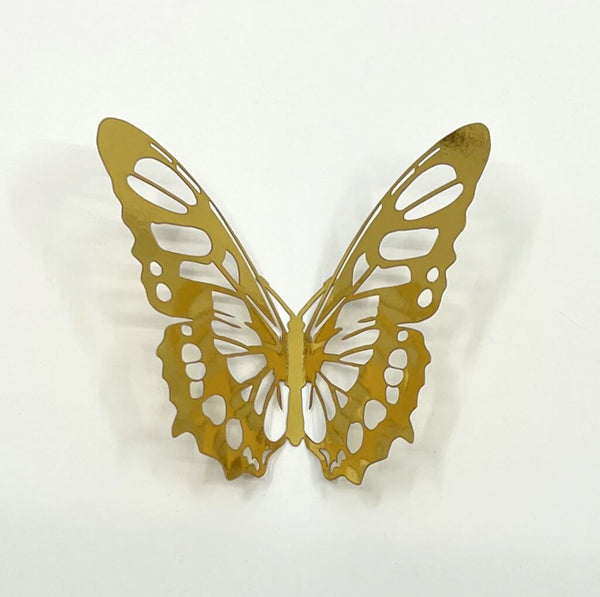 3D Removable Paper Butterfly Wall Stickers 12pk - Metallic Gold