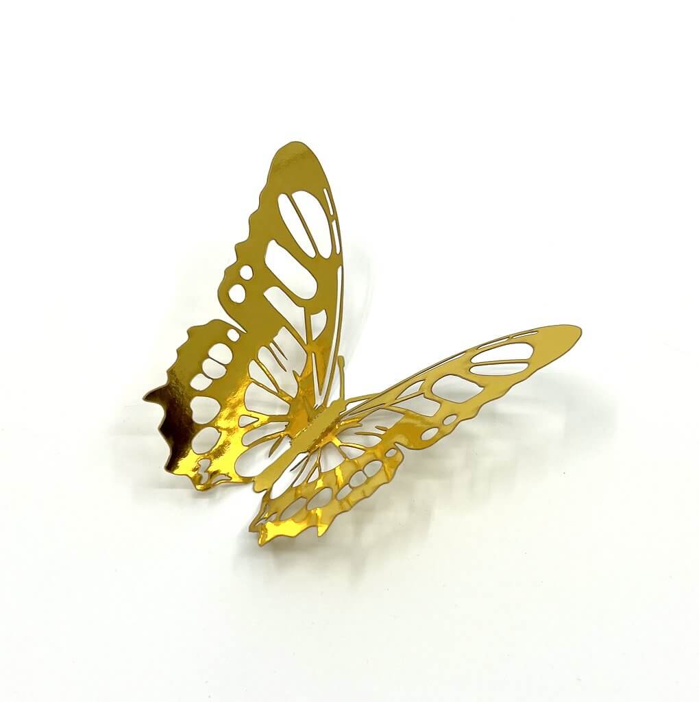 3D Removable Paper Butterfly Wall Sticker 3 Size 12 Pack - Metallic Gold - HB006