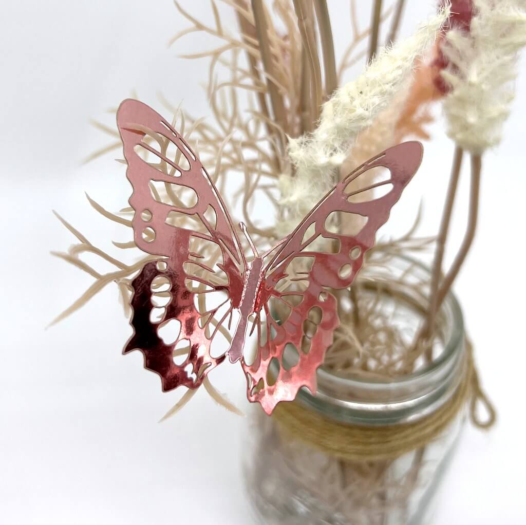 3D Removable Paper Butterfly Wall Sticker 3 Size 12 Pack - Metallic Rose Gold - HB006-RG