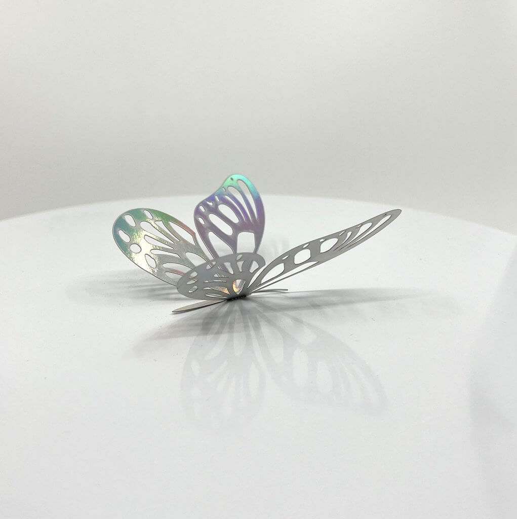 3D Removable Paper Butterfly Wall Sticker 3 Size 12 Pack - Metallic Silver - HB007.S
