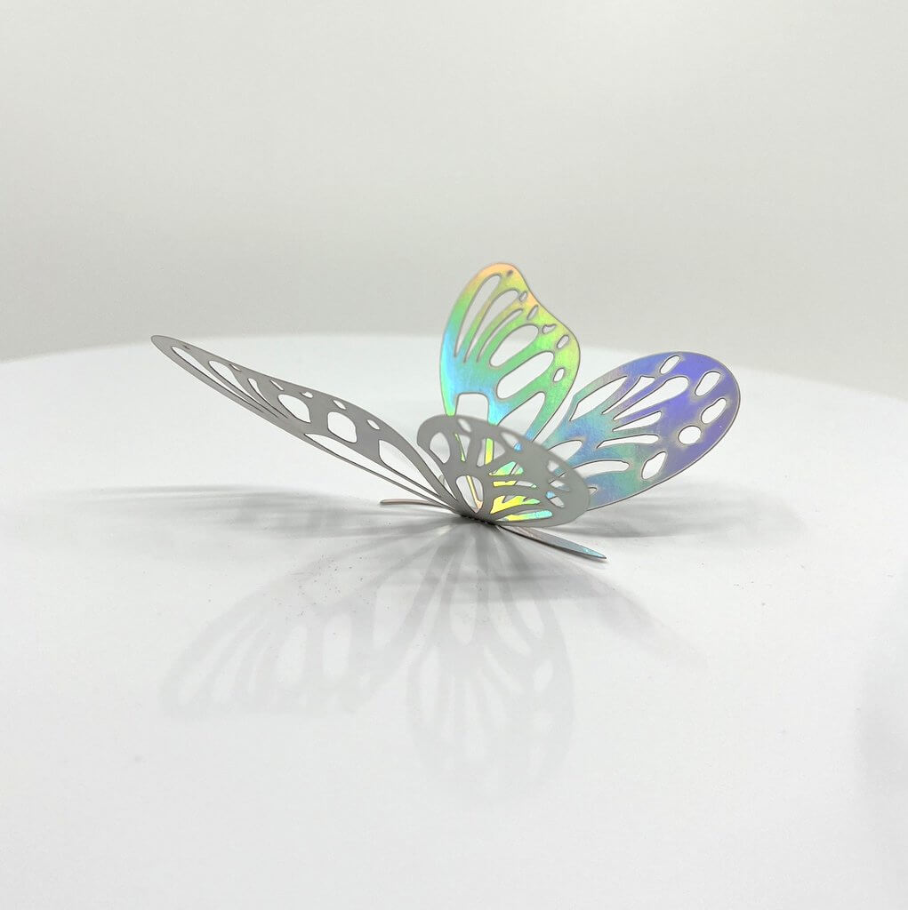 3D Removable Paper Butterfly Wall Sticker 3 Size 12 Pack - Metallic Silver - HB007.S