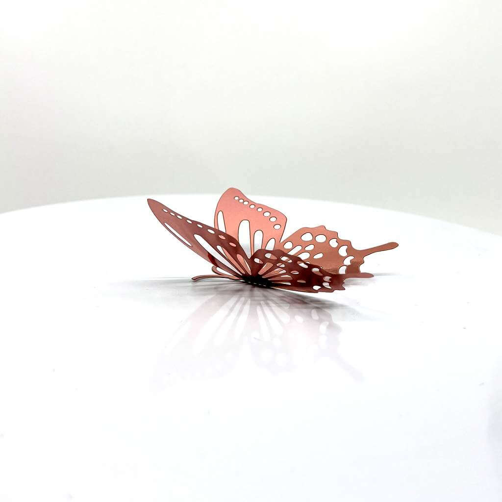 3D Removable Paper Butterfly Wall Sticker 3 Size 12 Pack - Metallic Rose Gold - HB008.RG