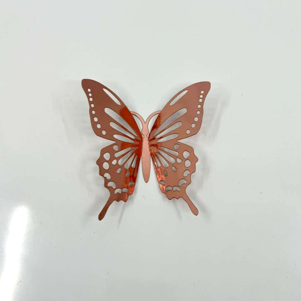 3D Paper Butterfly Wall Stickers 3 Size 12pk - Metallic Rose Gold