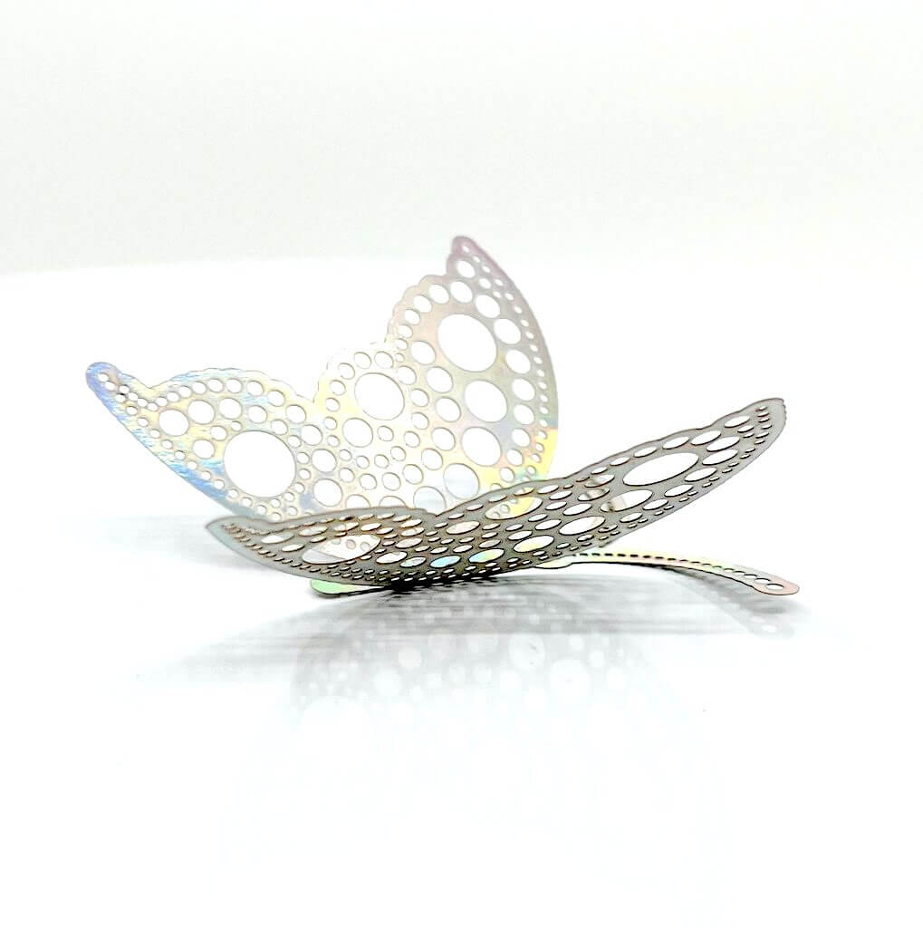 3D Removable Paper Butterfly Wall Sticker 3 Size 12 Pack - Metallic Silver - HB009