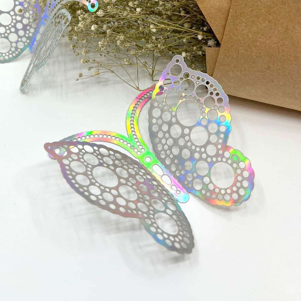 3D Removable Paper Butterfly Wall Sticker 3 Size 12 Pack - Metallic Silver - HB010