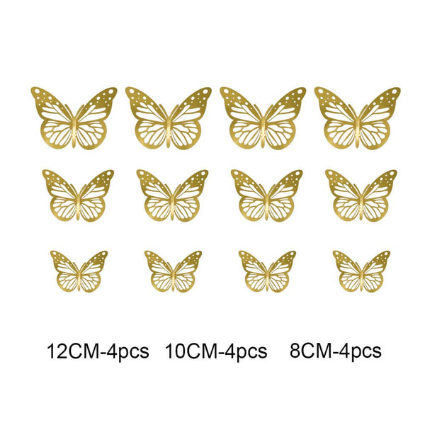 3D Removable Paper Butterfly Wall Stickers 12pk - Metallic Gold