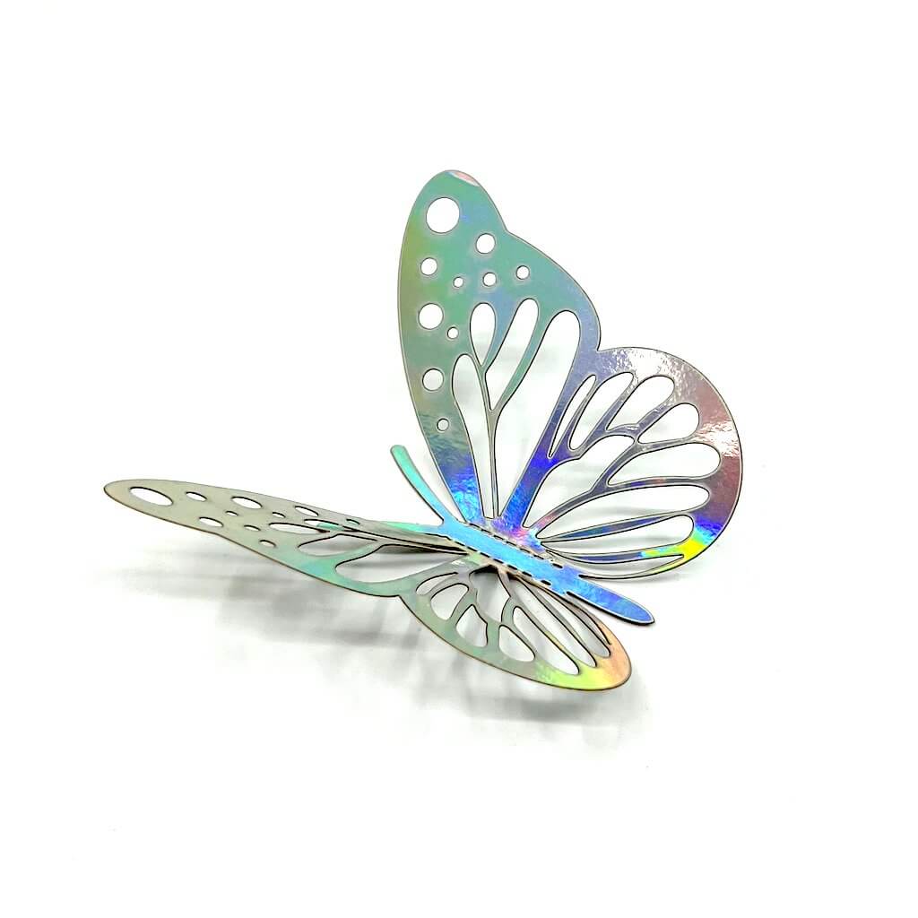 3D Removable Paper Butterfly Wall Sticker 3 Size 12 Pack - Metallic Silver - HB011-S