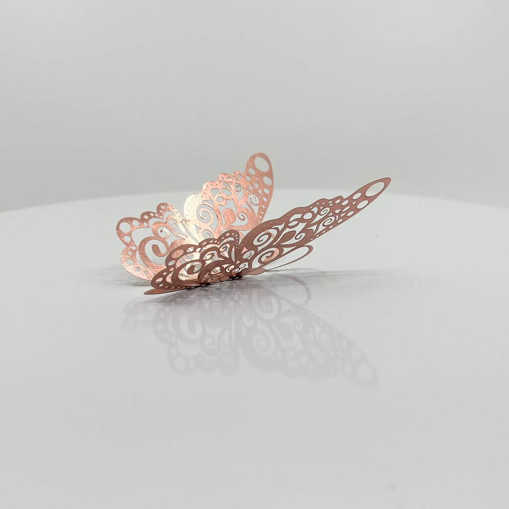 3D Removable Paper Butterfly Wall Sticker 3 Size 12 Pack - Metallic Rose Gold - HB012