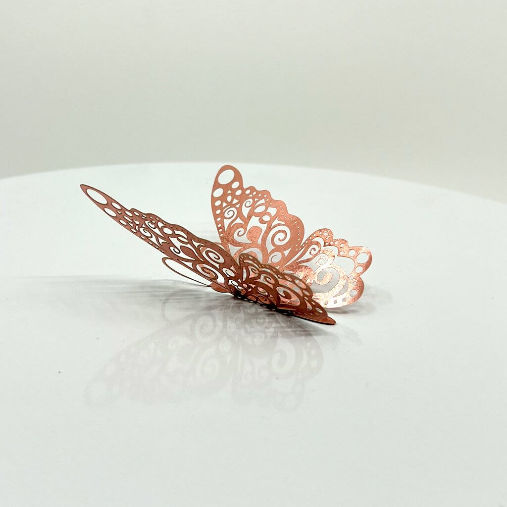 3D Removable Paper Butterfly Wall Sticker 3 Size 12 Pack - Metallic Rose Gold - HB012