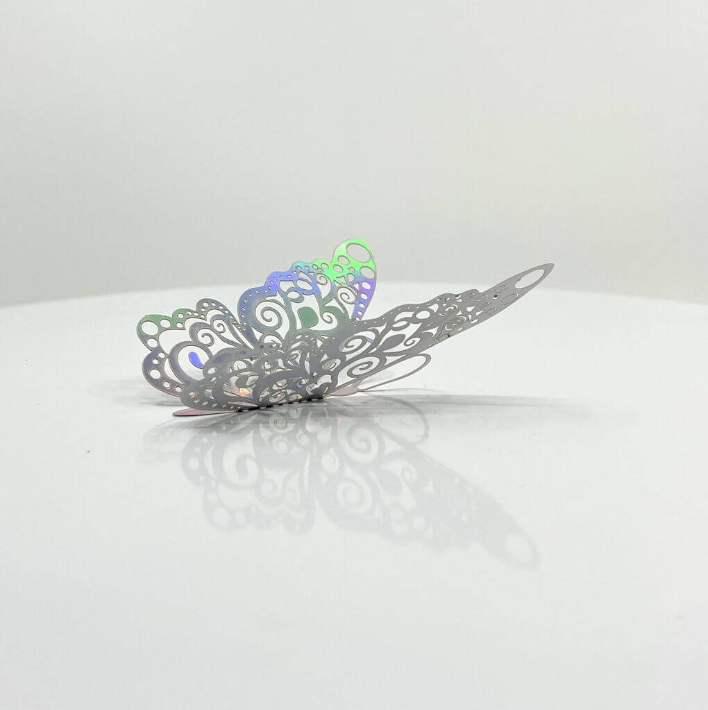 3D Removable Paper Butterfly Wall Sticker 3 Size 12 Pack - Metallic Silver- HB012.S