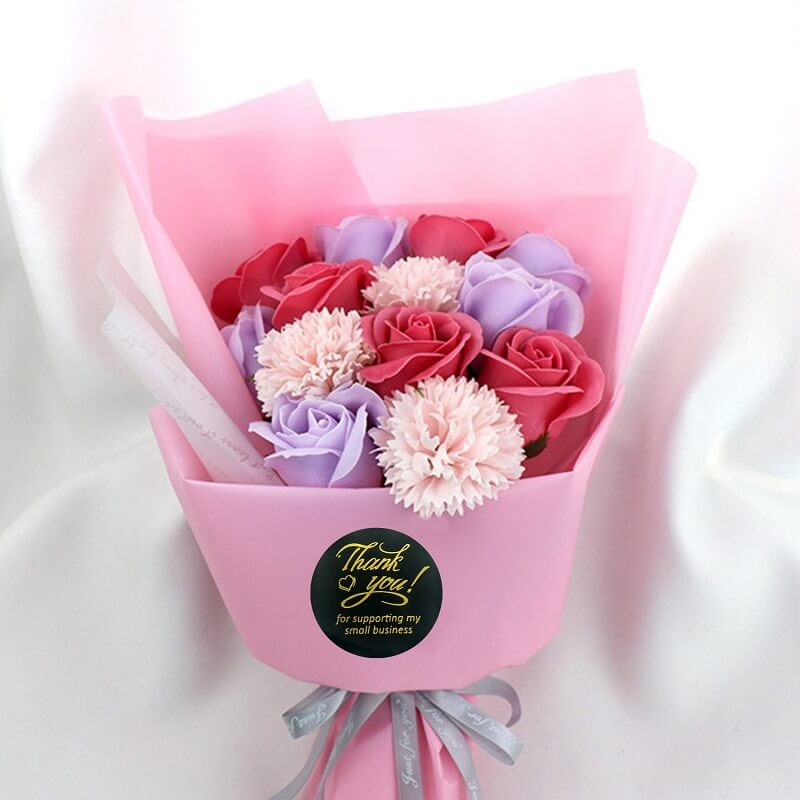 3.8cm Round Black Thank You For Your Supporting My Business Sticker 50 Pack - K20-38